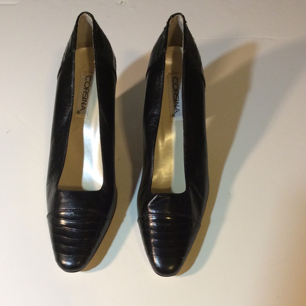 Black Leather 3 inch Heels